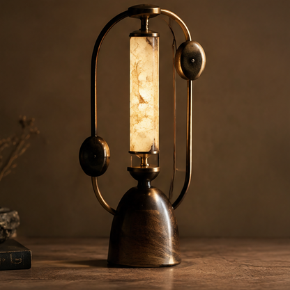 OMGANASA Vintage Marble Column Arch Frame Bronze Table Lamp - Main View