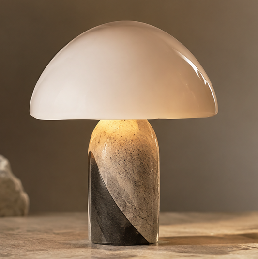 OMGANASA Dual-Tone Stone Opal Glass Mushroom Table Lamp - Main View