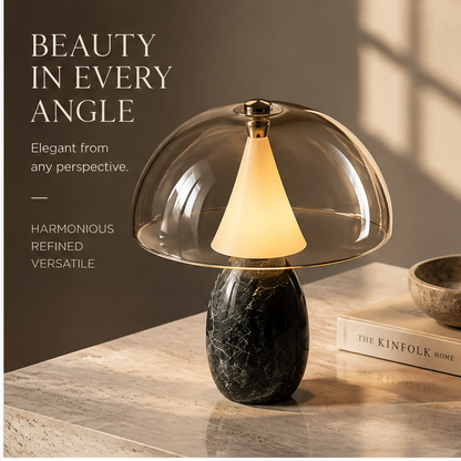 OMGANASA Stone Base Glass Dome Mushroom Table Lamp - Detail