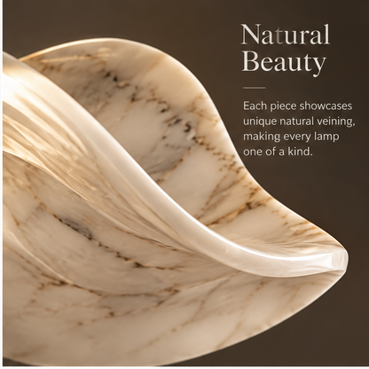 OMGANASA Marble Stone Leaf Shade Dual Globe Gold Pendant Light - Natural Beauty Veining Detail