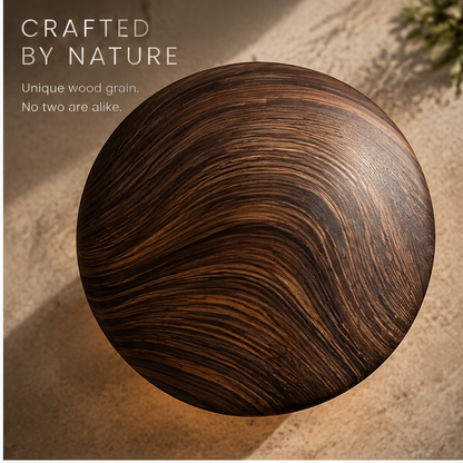 OMGANASA Solid Wood Shade Travertine Mushroom Table Lamp - Wood Grain Top View