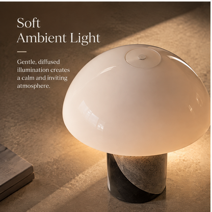 OMGANASA Dual-Tone Stone Opal Glass Mushroom Table Lamp - Soft Ambient Light