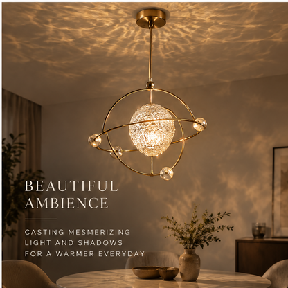 OMGANASA Solar System Crystal Globe Gold Chandelier Pendant Light - Beautiful Ambience