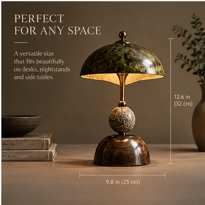 OMGANASA Vintage Dome Shade Natural Stone Sphere Bronze Table Lamp - Perfect for Any Space Dimensions